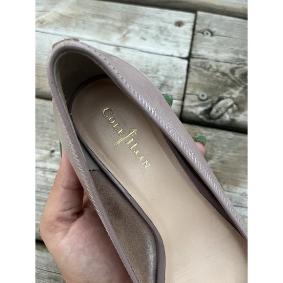 Women Cole Haan Air Tali US 5,5 Purple Patent Leather Peep Toe Wedge Heels - Picture 2 of 11